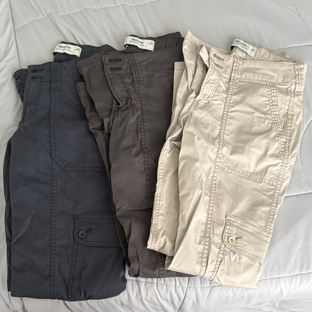 SET OF 3- Hollister mid rise relaxed boot cargo pants